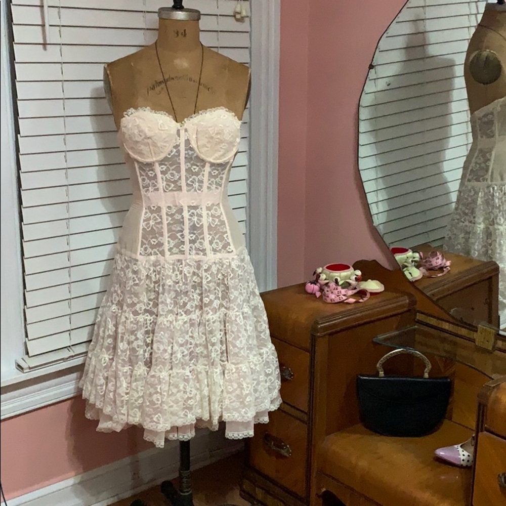 Vintage Lace Bustier, Corset Slip